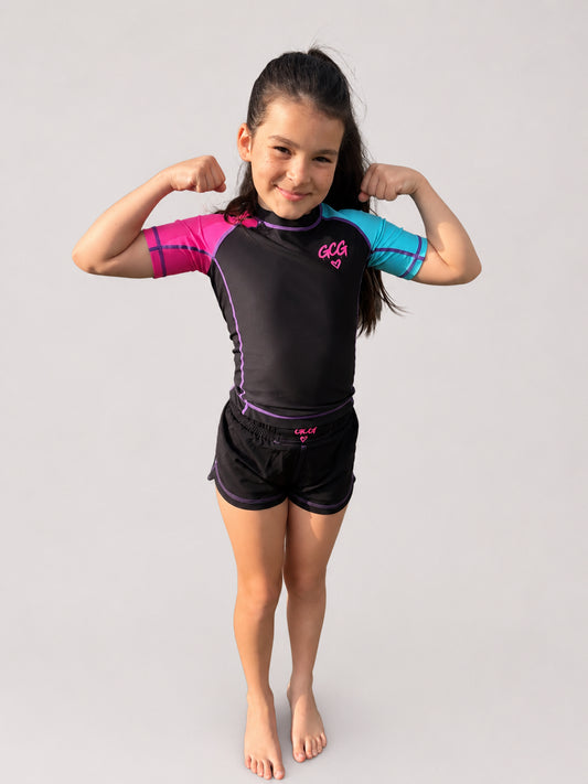 Neon Dreamz (Dark) Rash Guard And Shorts Set