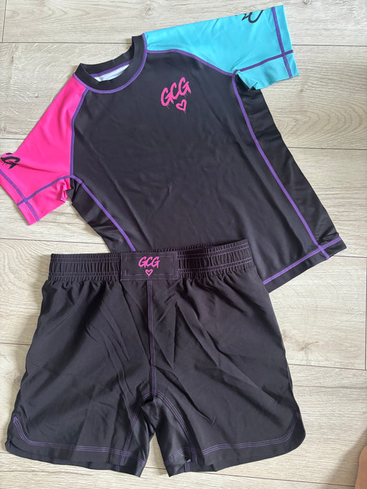 Neon Dreamz (Dark) Rash Guard And Shorts Set