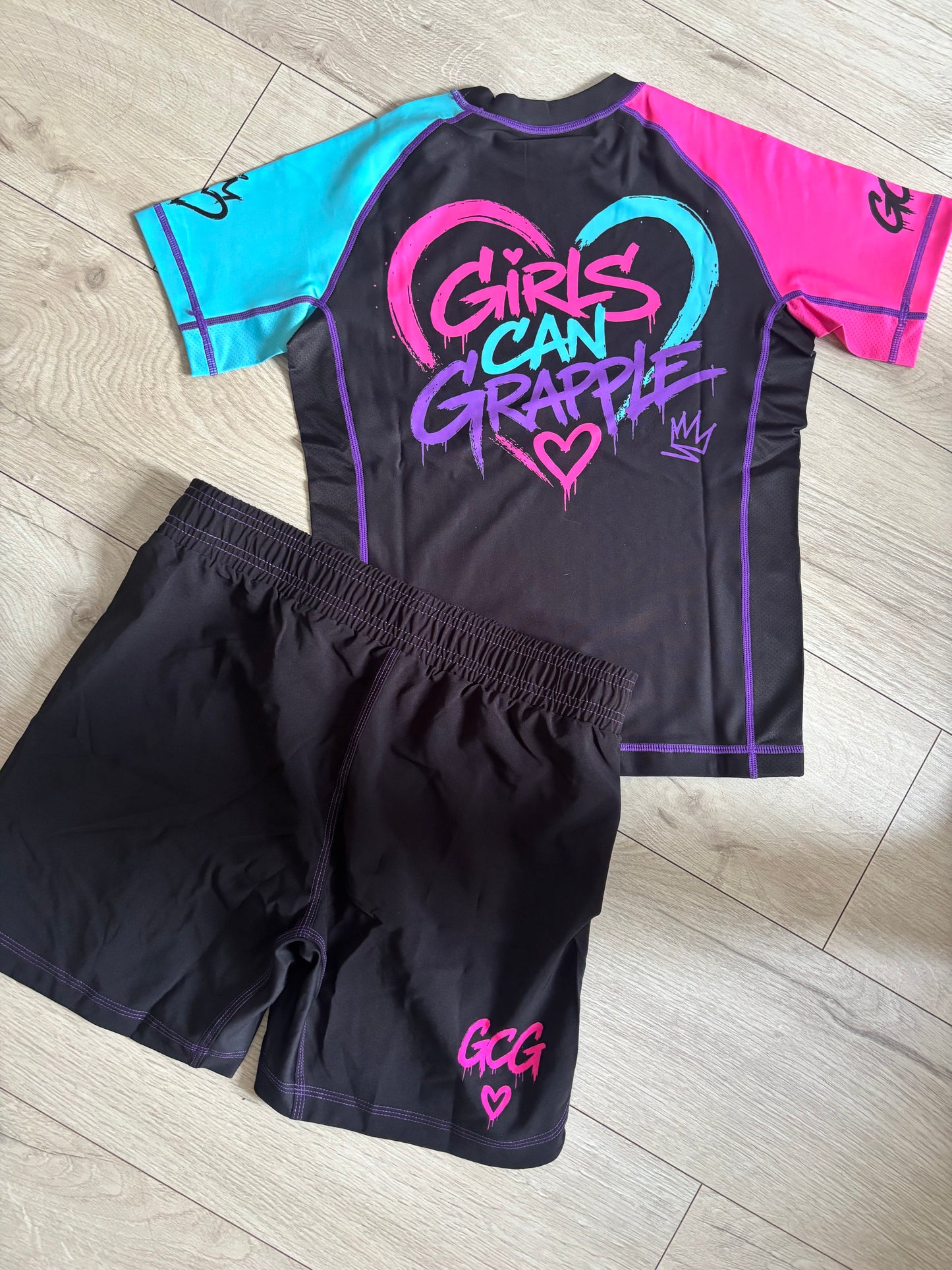 Neon Dreamz (Dark) Rash Guard And Shorts Set